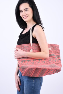 Poseta Dama Pieces Pcgrage Canvas Shopper Coral